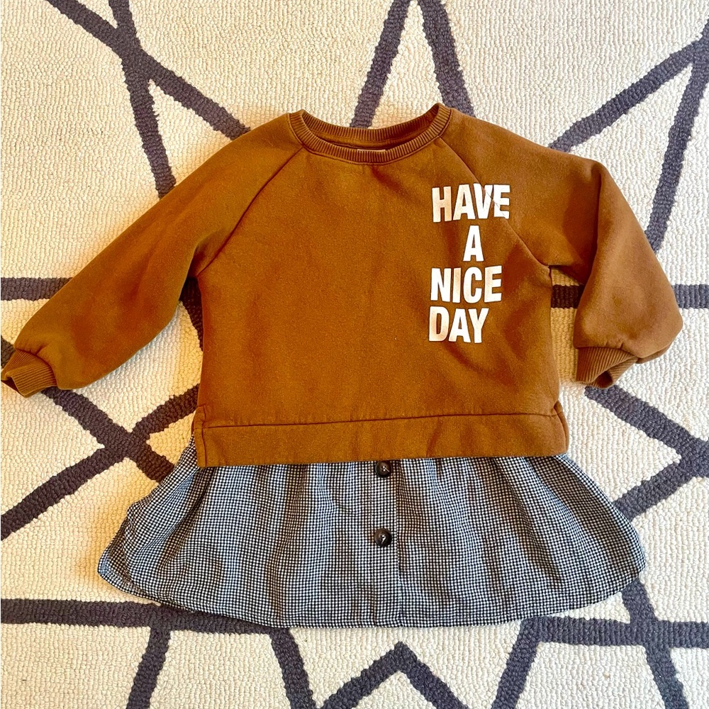 Zara Kids Faux Layered Happy Sweatshirt Size 5